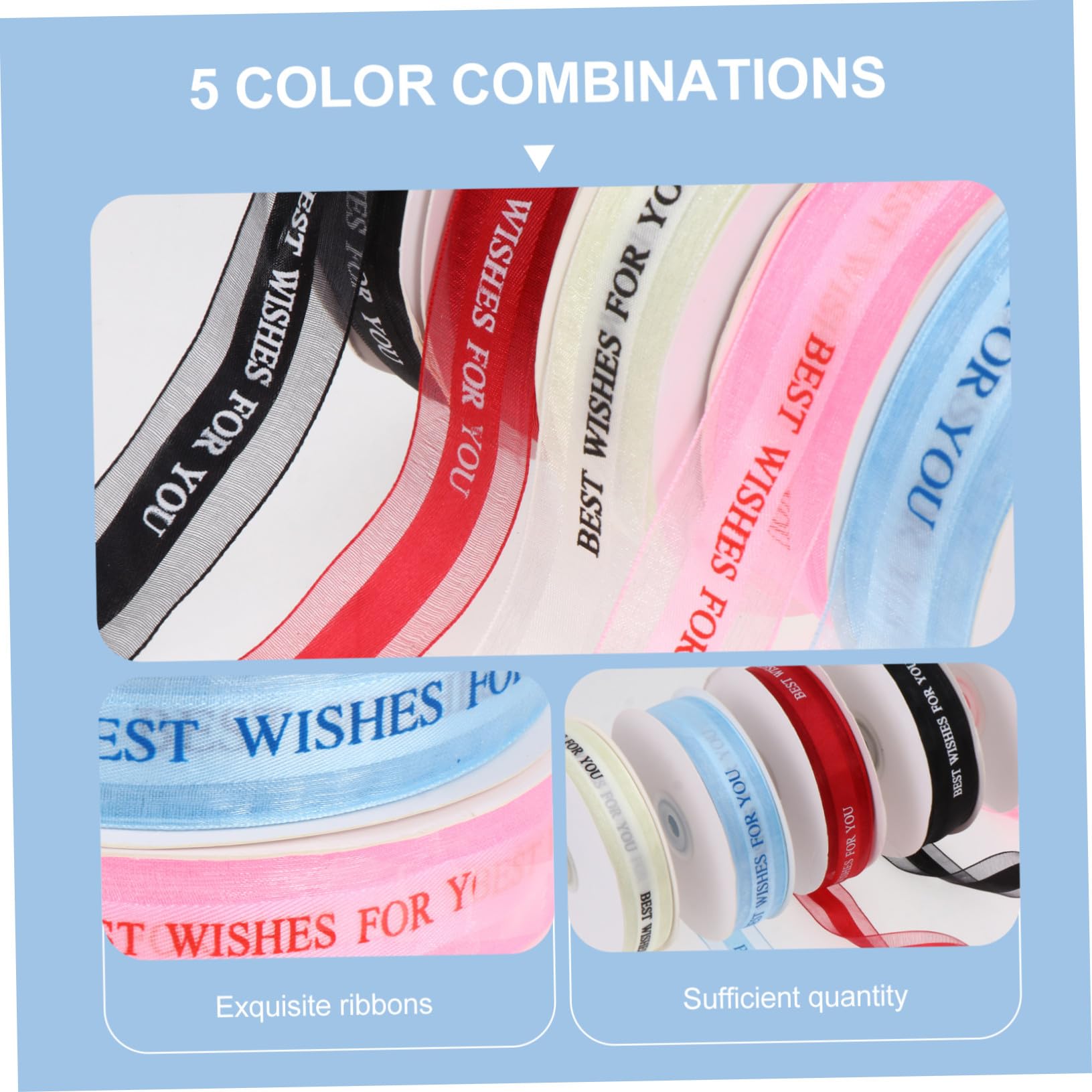 5 Rollen Satinband in Verschiedenen Farben Seidenglattes Dekoband für Geschenkverpackung und Bastelarbeiten 2,5cm Breit 50m Lang Elegante Schleifen für Party und Hochzeit