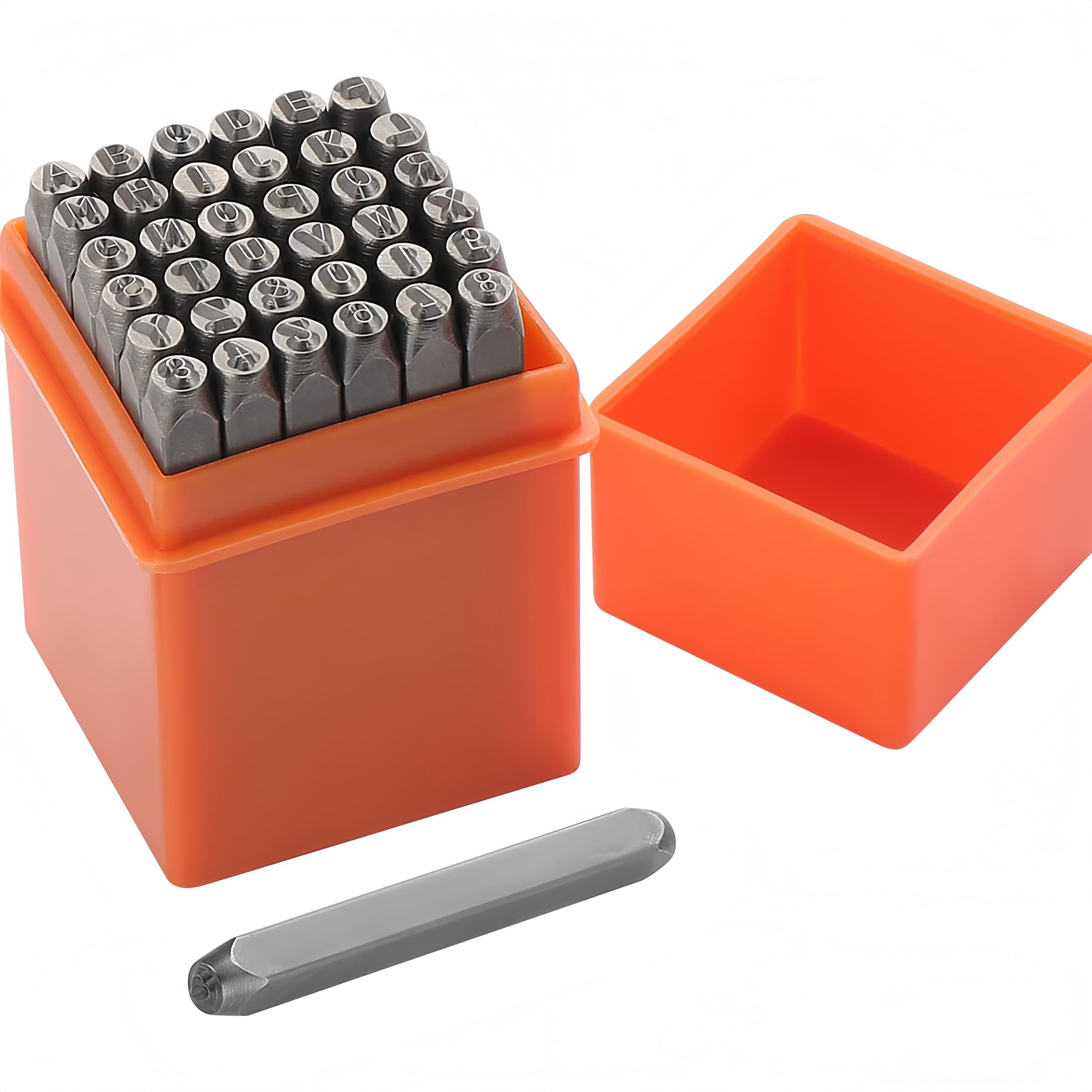 Gaipay 37 Pcs Letter & Number Stamping Punch Set for Metal, 3mm Steel Die Tool Kit for Jewelry Making, Woodworking & Leather Crafting, with Alphabet & Heart Symbol Set & Storage Box