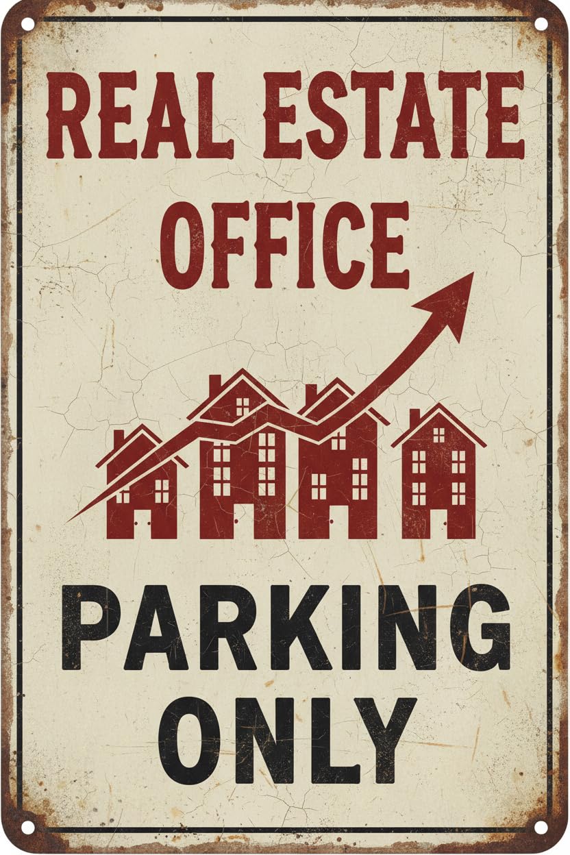 Real Estate Office Parking Tin Sign, 8x12 Inch