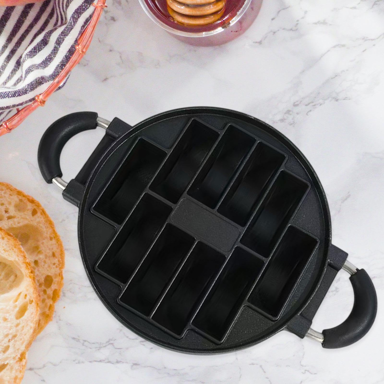 Teglia per Biscotti, Teglia per Uova E Pancake, 10 Fori, Mini Teglia Grill per Torte con Manici Laterali Ad Anello, Teglia Grill per Biscotti per Camp