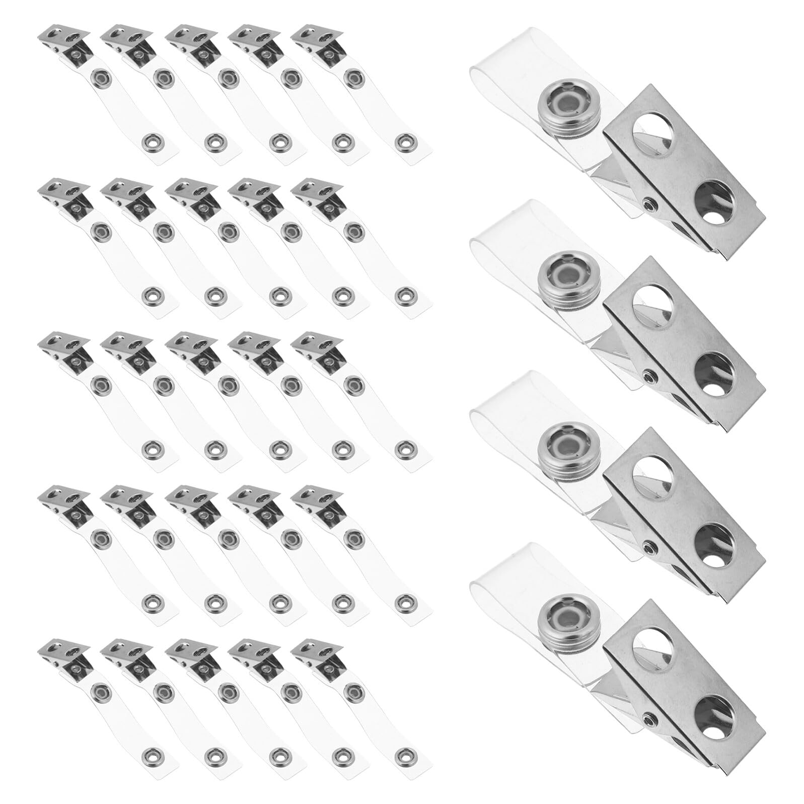 Homoyoyo 120pezzi Clip per Porta Badge in Metallo e Pvc Trasparente Fissaggio Sicuro per Cartellini e Tessere di Lavoro Design Leggero e Compatto per Uso Quotidiano