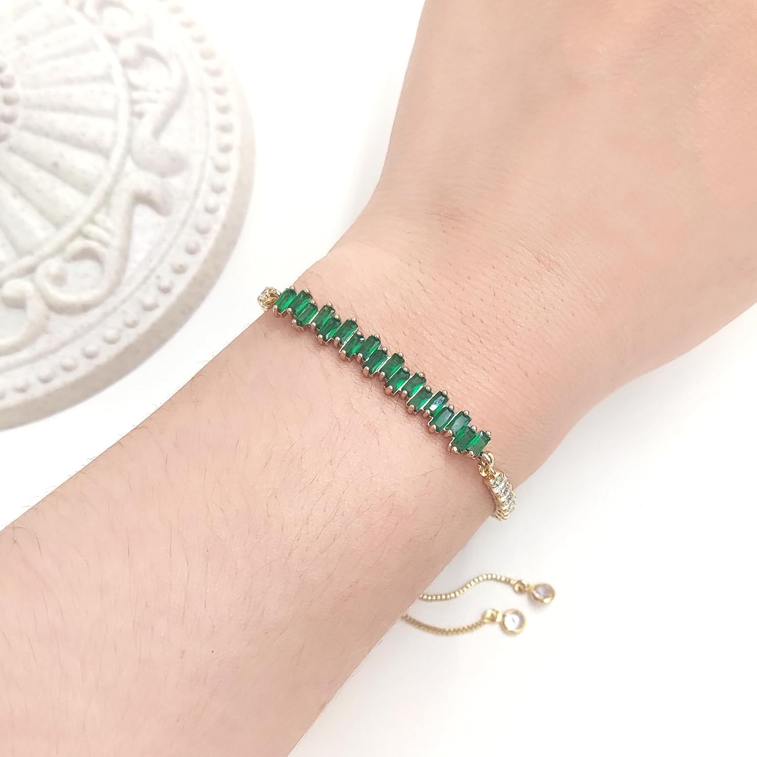 Rectangle & Round CZ Crystal Tennis Bracelet Adjustable Slider Chain Cubic Zirconia Eternity Trendy Bolo Tennis Jewelry Gift for Women - Image 2