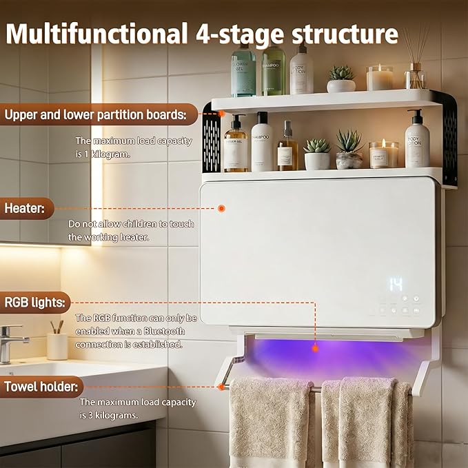 Calefactor Eléctrico de Pared 1800W con Control Remoto y Altavoz Bluetooth miniatura 3