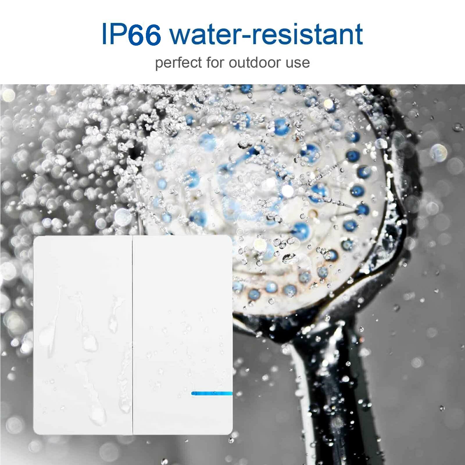 NineLeaf Wireless WIFI Lichtschalter und Empfänger, Dual-Control-Taster ohne Verkabelung, 2GANG Wireless Panel Switch, wasserdichter Smart-Fernlichtschalter für Hauslampen-LED
