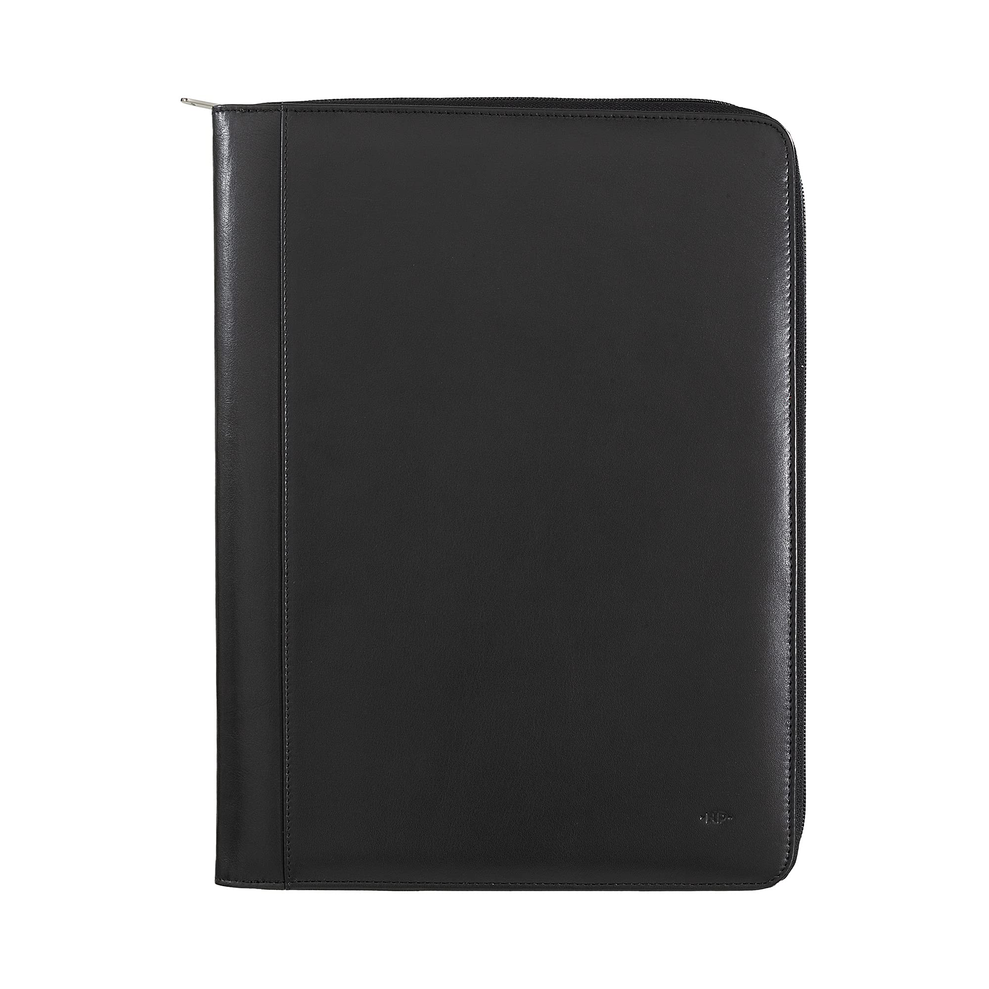 Cartella Portadocumenti A4 in Pelle Organizer da Lavoro Porta Blocco Note Portapenne con Cerniera a Giro Nero