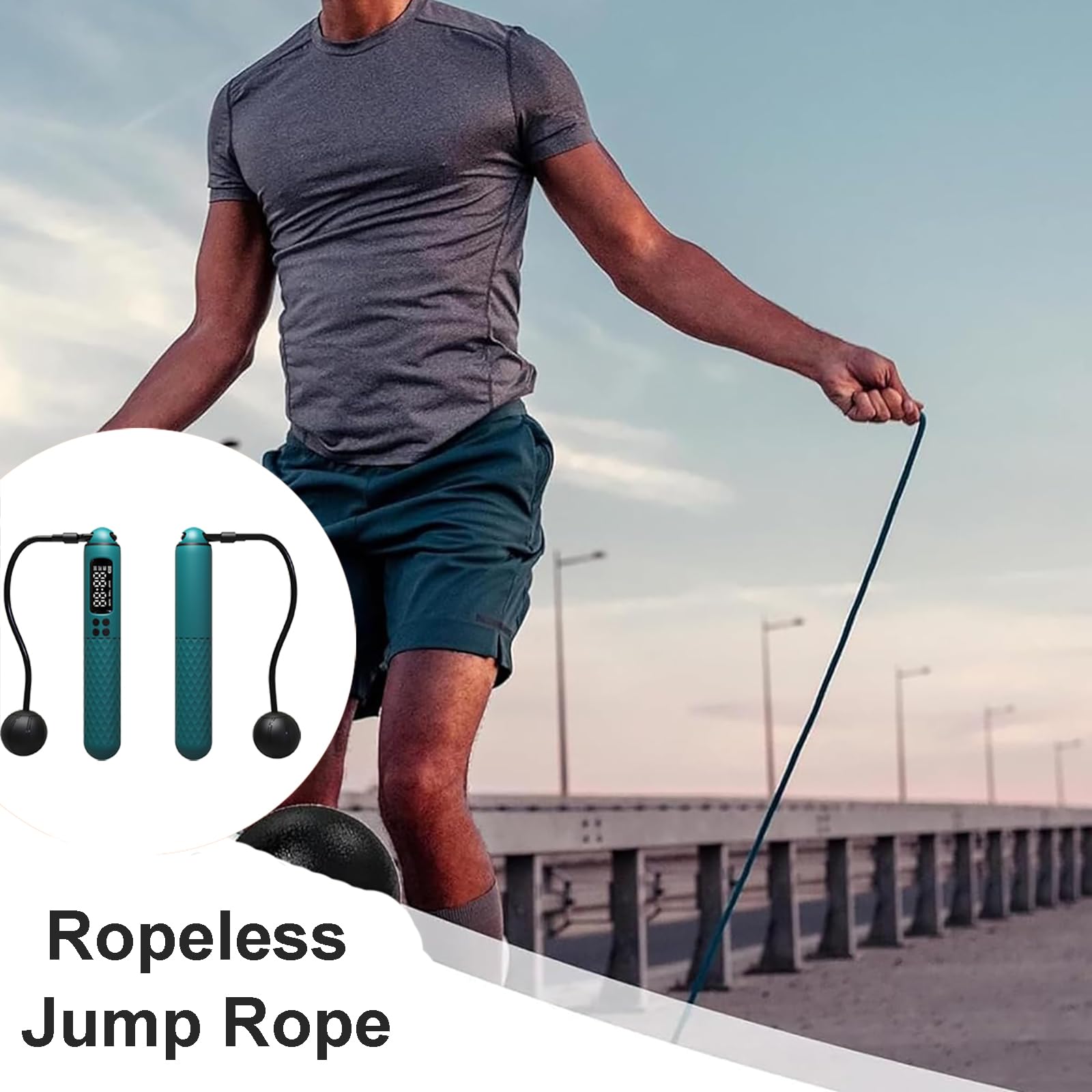 Cuerda de saltar inteligente con contador, cuerda de fitness pesada con pantalla LCD, cable de acero ajustable para entrenamiento en interiores y exteriores, dispositivo de entrenamiento de