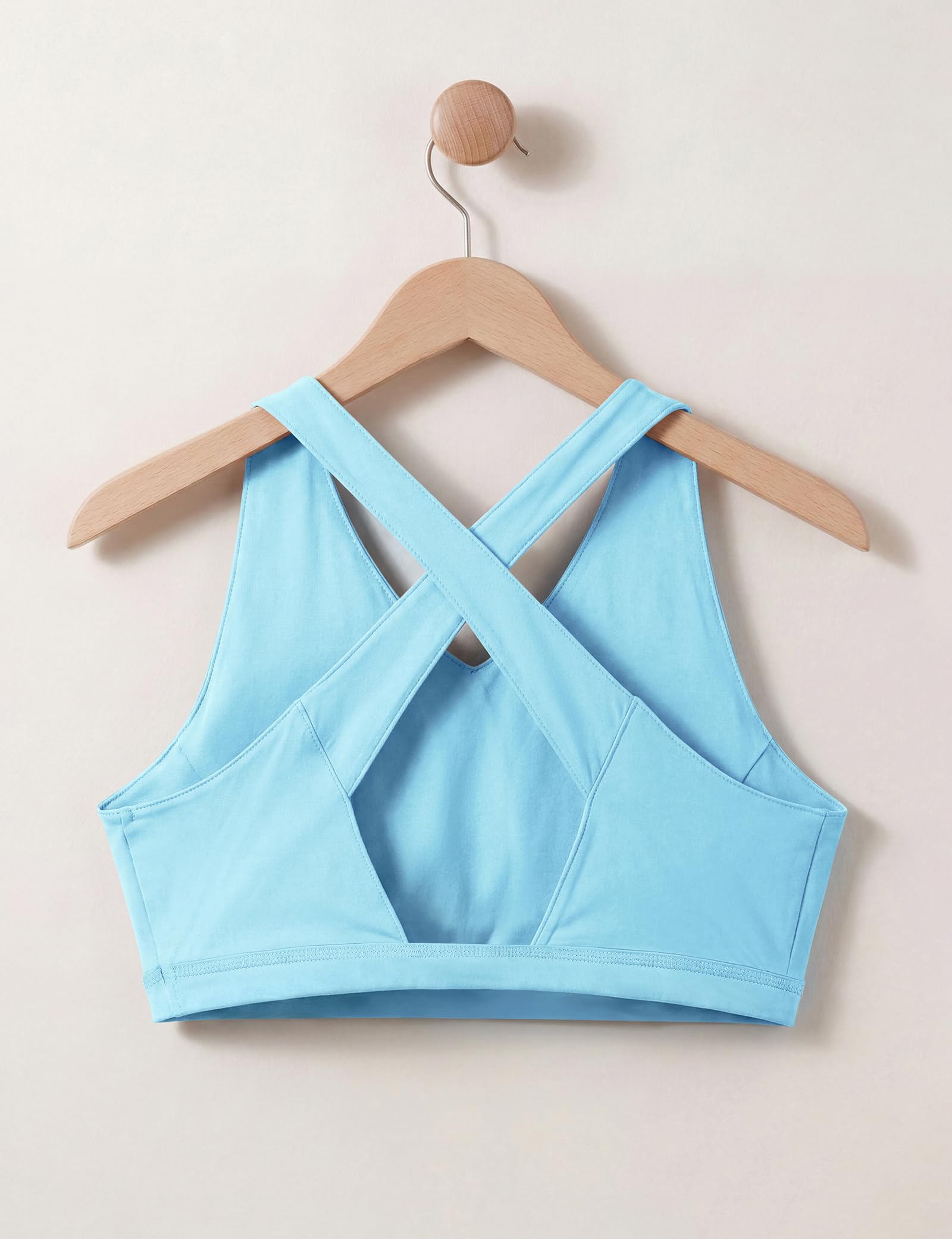 Reggiseno sportivo da donna a doppio strato incrociato sulla schiena, supporto medio, non imbottito, scollo a V, top da palestra, traspirante, elasticizzato, per yoga, pilates e allenamento