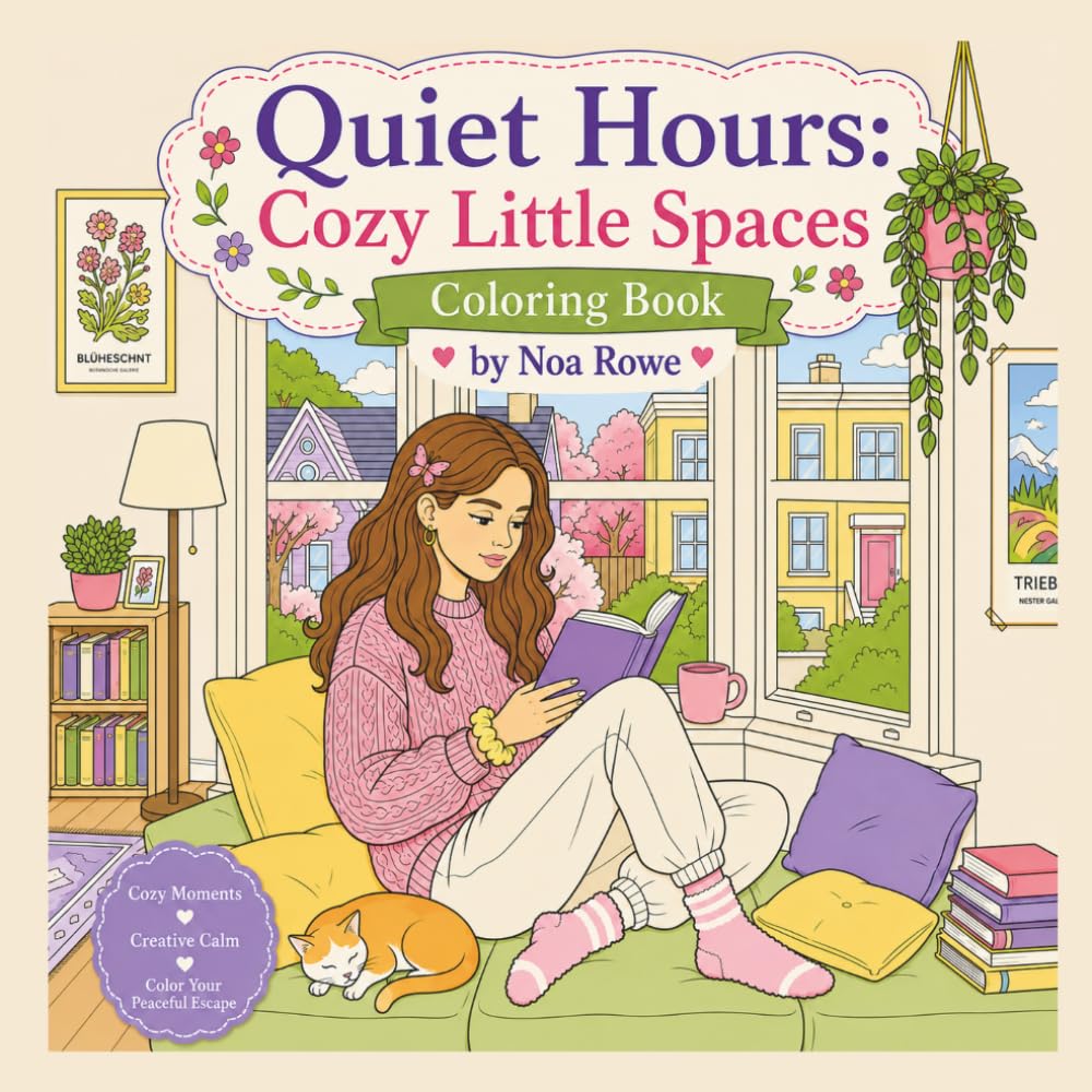 Quiet Hours: Cozy Little Spaces: Bold & Easy Coloring Book for Adults & Teens — Warm Nooks, Snug Interiors, Creative Corners, Gentle Routines & Peaceful Everyday Moments