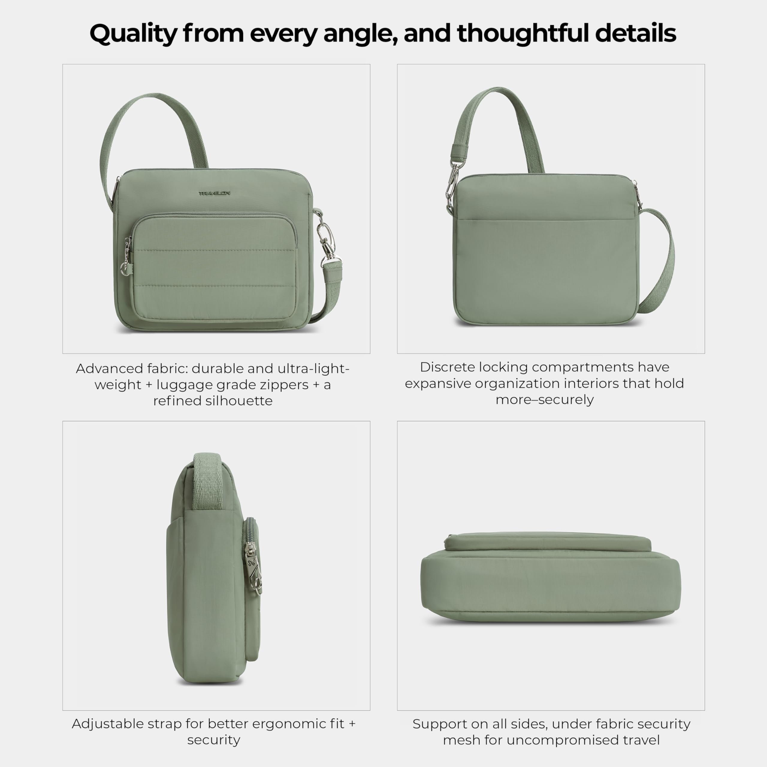 Travelon - Travelon Anti-theft Roam East/West Crossbody, Borsa a tracolla Unisex - Adulto