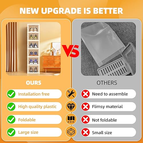 Miniatura 6 de Caja de almacenamiento plegable para zapatos, organizador de 6 niveles de plástico con puerta transparente para entrada, contenedores de