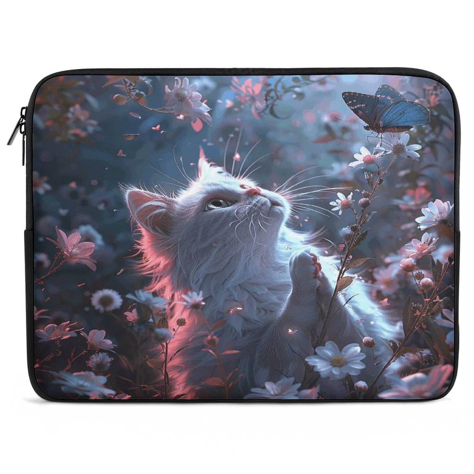 Funda para portátil de 17 pulgadas con diseño de gato blanco impermeable 8