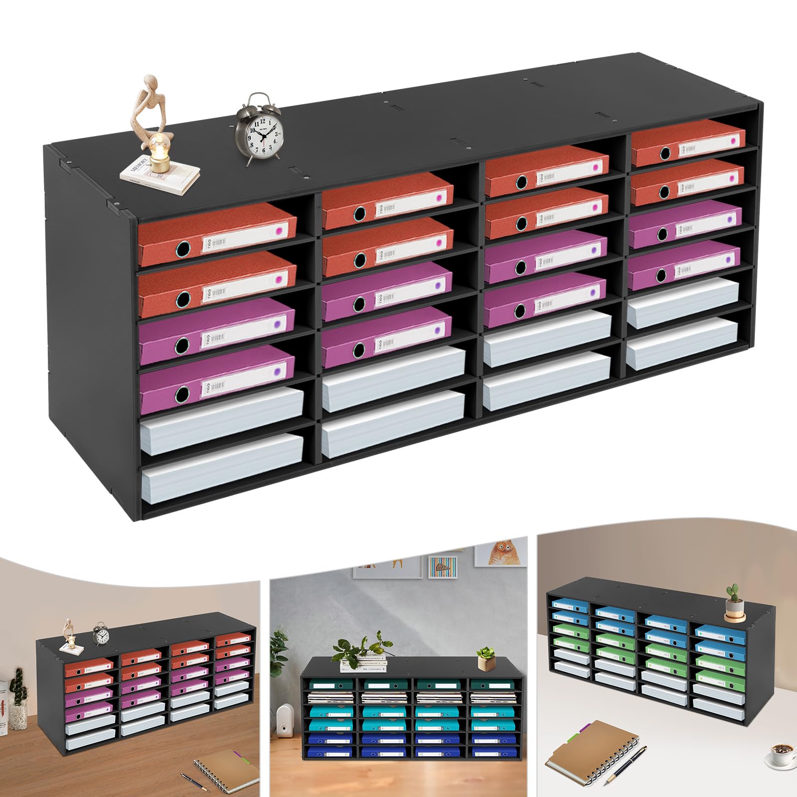 24 scomparti, organizer da scrivania, mensole per ufficio, 100 x 30 x 42 cm
