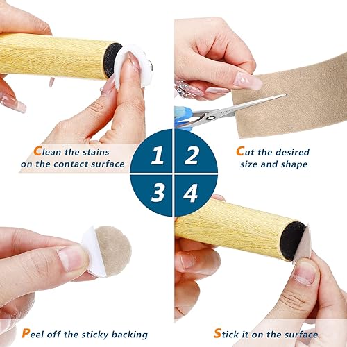 Vista 52 de Shappy Paquete de 2 tiras de fieltro con parte trasera adhesiva, rollo de cinta de fieltro, antideslizantes, autoadhesivas, para proteger suelos