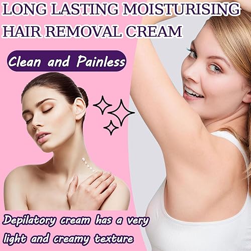 Miniatura 7 de Crema de depilación para mujeres, depilación rápida e indolora para una piel suave, crema de depilación adecuada para axilas, bikini de pies y manos