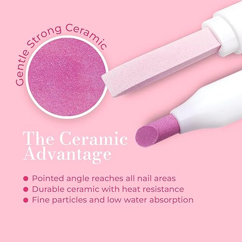 Miniatura 4 de Limas empujadoras de cerámica para uñas, limas de uñas de manicura con estuches, removedor de cutículas de precisión profesional, barra de manicura,