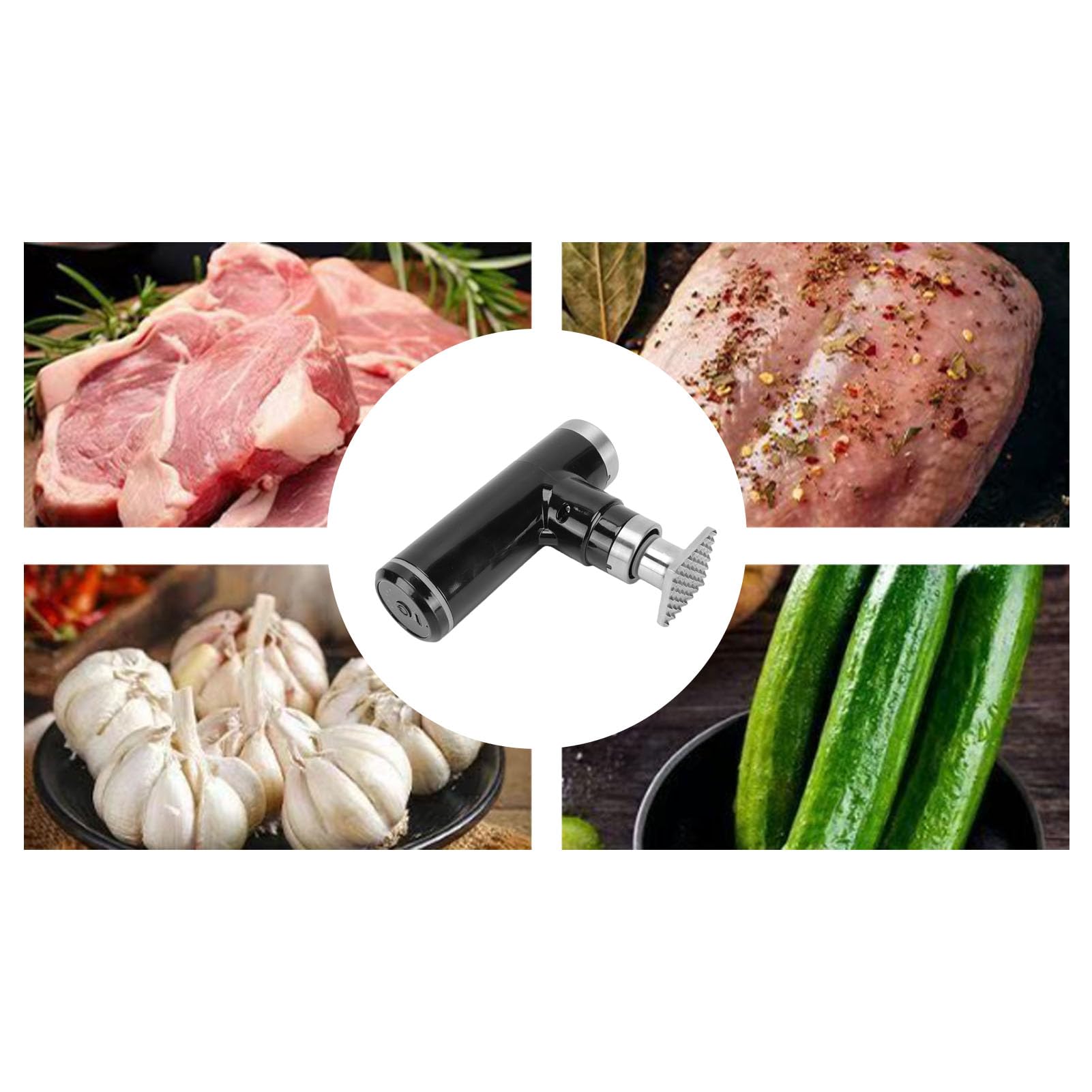 ciciglow Herramienta Eléctrica para Ablandar Carne, Herramienta Portátil para Ablandar Carne Recargable de Acero Inoxidable, Máquina Ablandadora de de Usos Múltiples para Co
