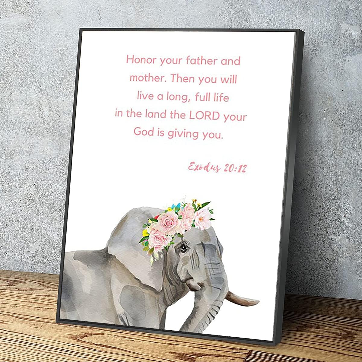 Canvas Wall Art 10 Commandments Bible Quotes,Watercolor Green Leaf Decor Modern Prints Wood Framed Room Decor For Home Office Apartment Wall Decor Ready To Hang 18x12 In