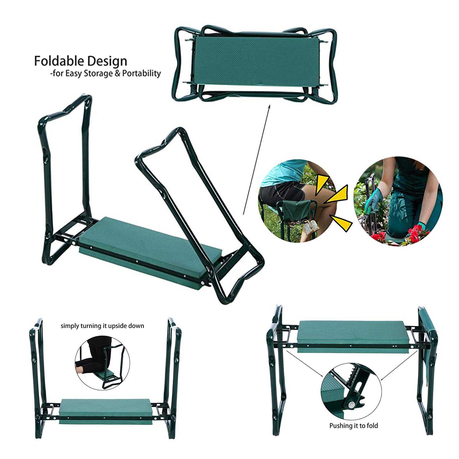Gartenkniebank Werkzeugtasche Faltbarer Gartensitz Tragbare Werkzeugtasche 2 in 1 Klappbarer tragbarer Gartenkniebank mit Griffen Klappbarer Gartenbankhocker
