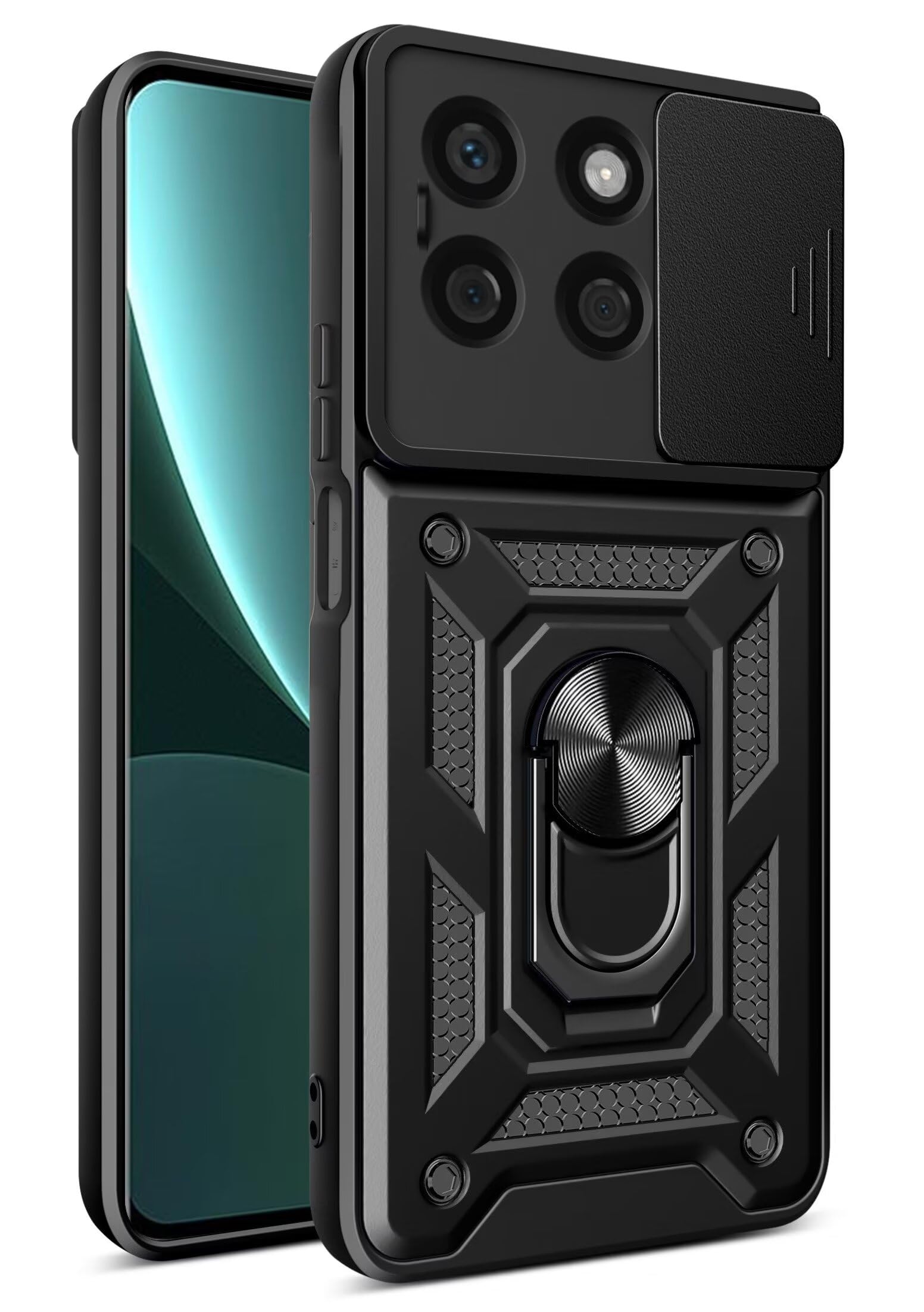 Case for Honor X8B,Honor X8B 4G Case,Military Grade TPU+PC Case,[Built-in Kickstand] Dual-Layer Design Heavy Duty Protection Phone Case for Huawei Honor X8B 4G (Black)