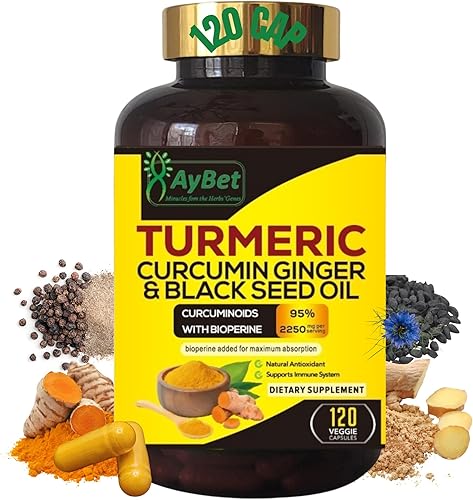Miniatura 7 de World 1st.Aceite de cúrcuma Curcumina de jengibre y semillas negras, 240 cápsulas, 2250 mg, 95% curcuminoides, BioPerin añadido, extra fuerza,