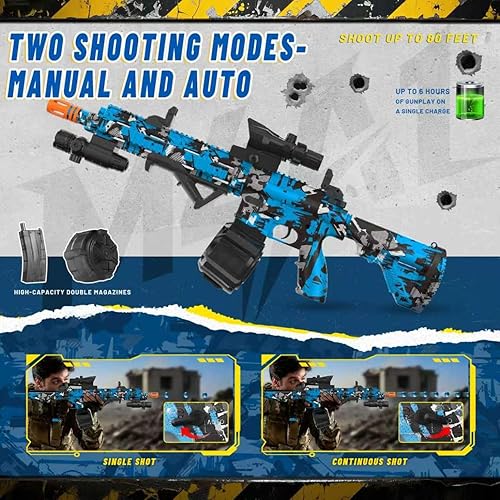 Miniatura 6 de JIFTOK - Pistola eléctrica de bolas de gel, lanzador automático de bolas de salpicaduras de alta velocidad con más de 40000 y gafas, juguetes