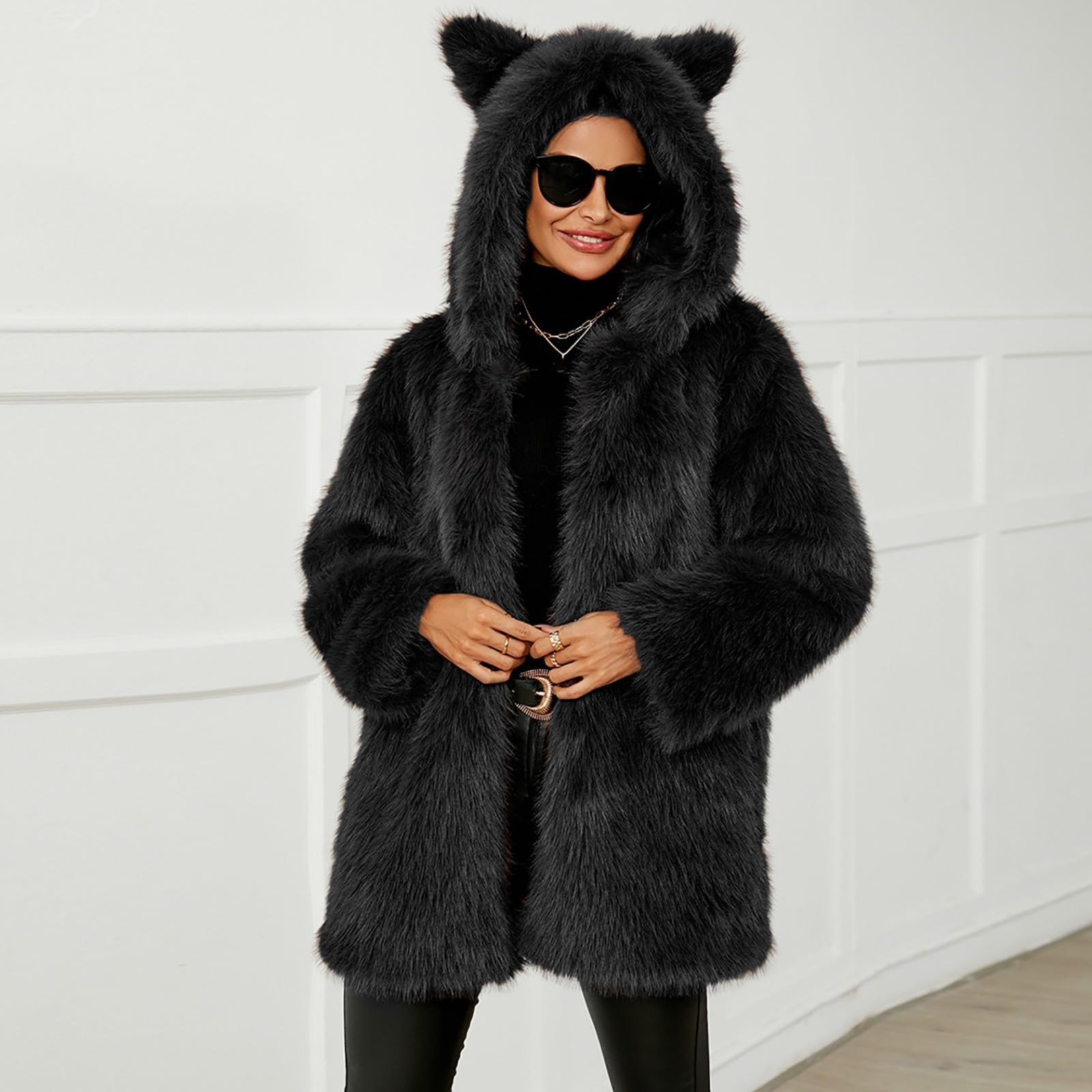 Chaleco de Invierno para Mujer Abrigo Corto Cálido con Diseño Peludo Sin Mangas Moda Informal Plus Size
