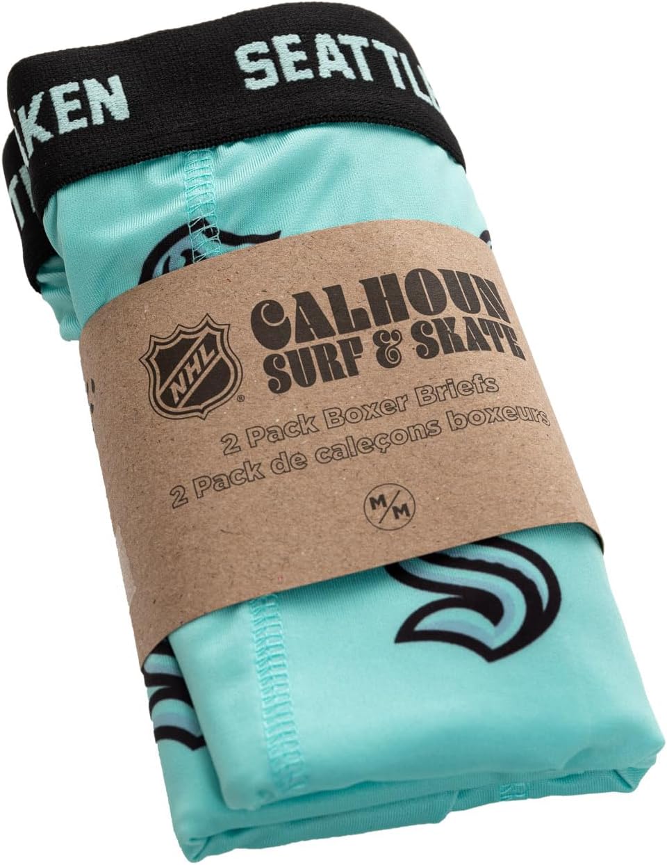 Calhoun NHL Surf & Skate Mens Boxer Briefs with Scatter Team Logo - 2 Pack