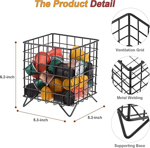 Miniatura 2 de uxcell 2 soportes para cápsulas de café, soporte de metal para tazas K, cesta de almacenamiento de cápsulas de café de gran capacidad para cocina,