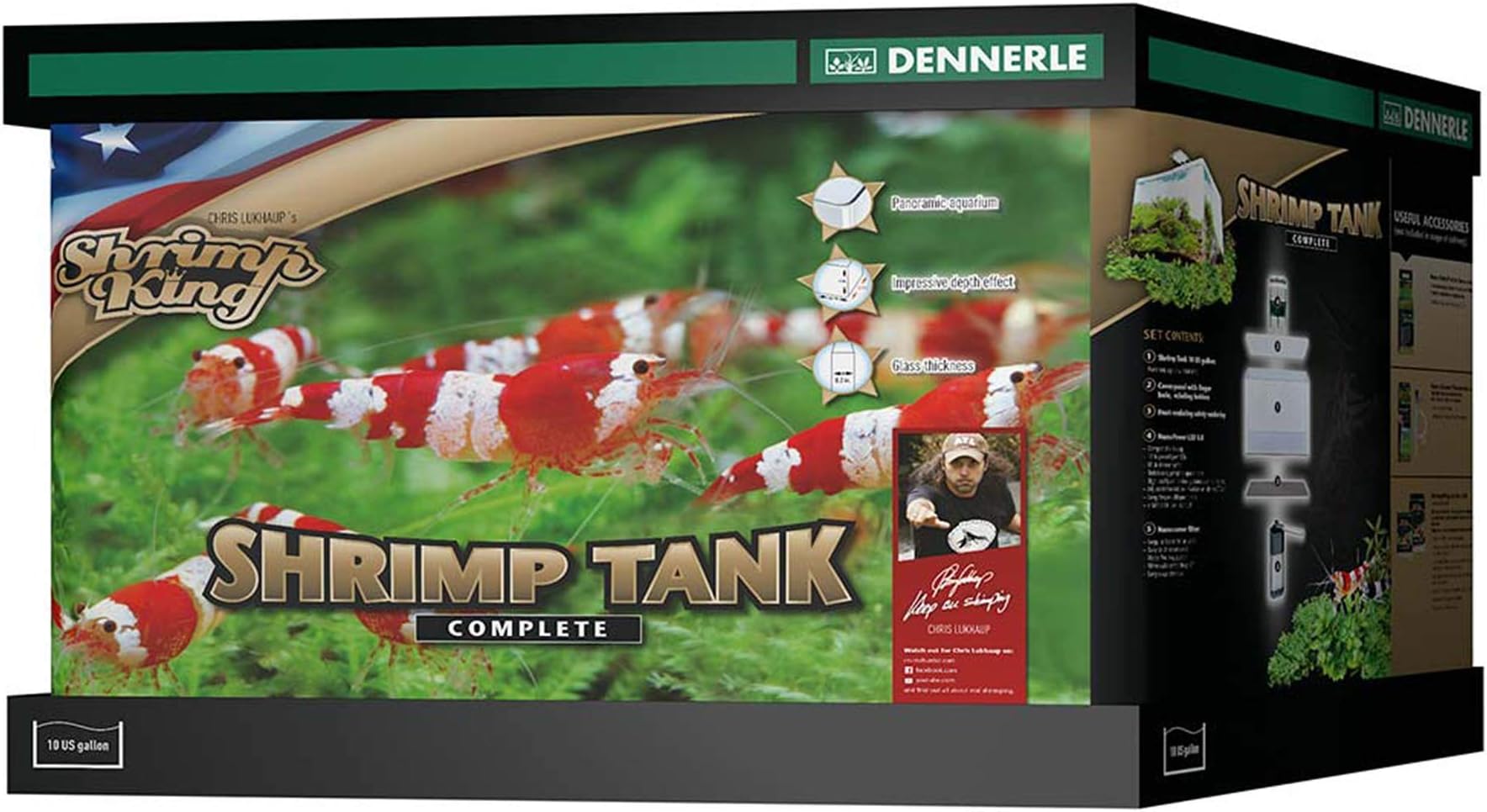 Dennerle Shrimp King Tank 10 Gallon Aquarium Kit with LED Light Fixture
