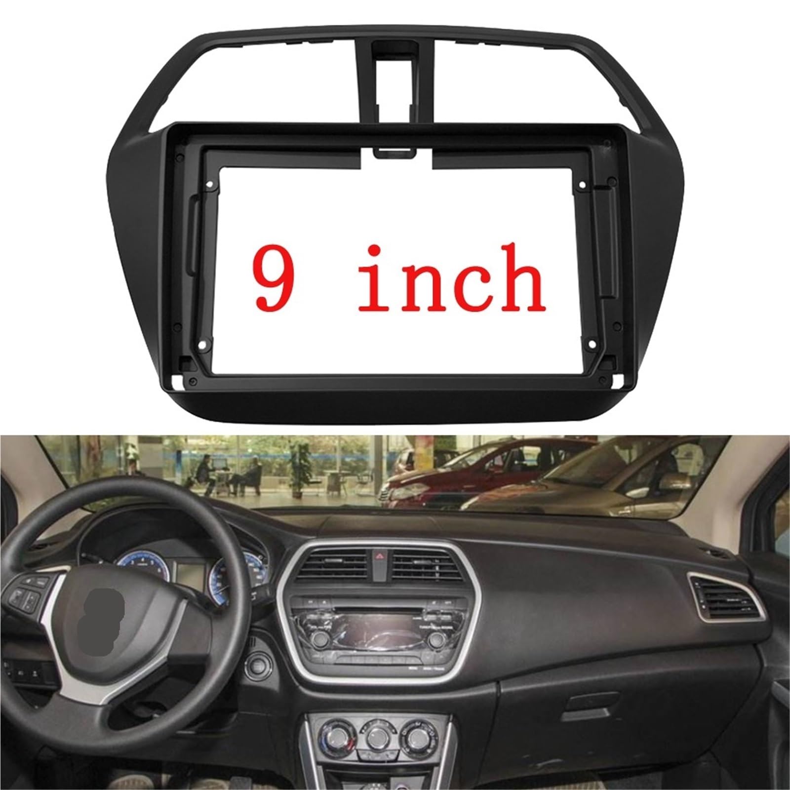 ramka radiowa Pasuje do Suzuki SX4 s-cross 9 "ekran radio stereo zestaw montażu na panelu samochód 2 Din Audio płyta czołowa rama konsoli(Frame an cord)