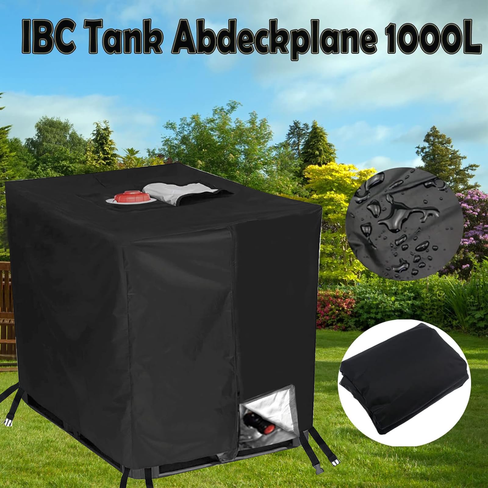 IBC - Cubierta para depósito de agua IBC, cubierta para depósito IBC de 1000L, cubierta de depósito IBC, cubierta para depósito de combustible Oxford IBC, cubierta IBC