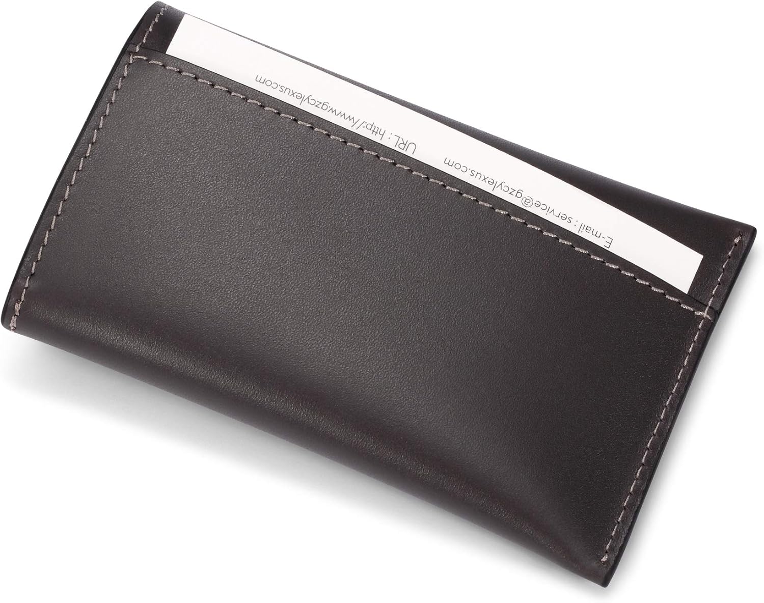 HISCOW Business Card Holder with Flap for Dispensing Cards - Italian Calfskin (Gray) - Image 4