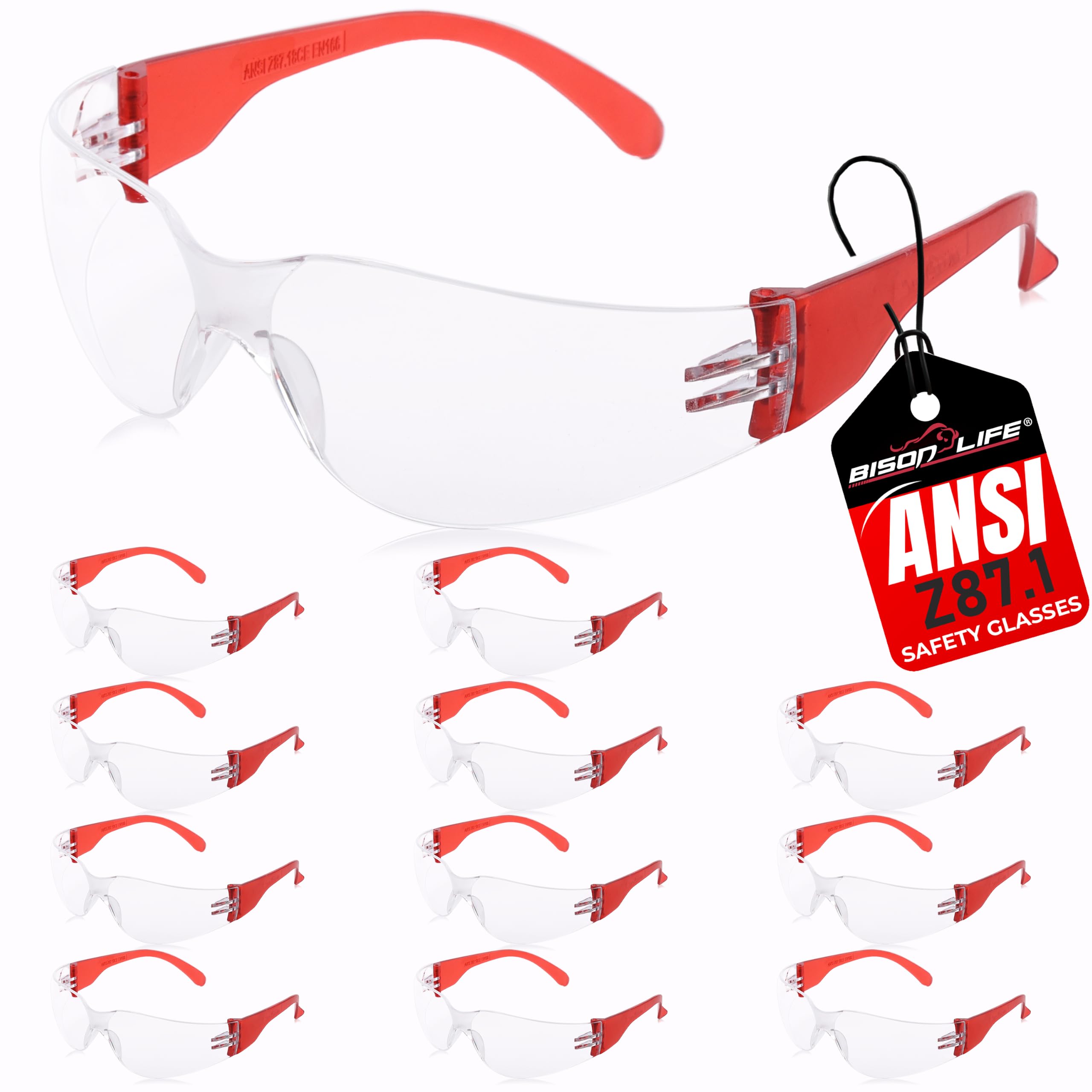 BISON LIFE Clear Safety Glasses for Men & Women, ANSI Z87.1 Certified,12Pk — Amazon image 28