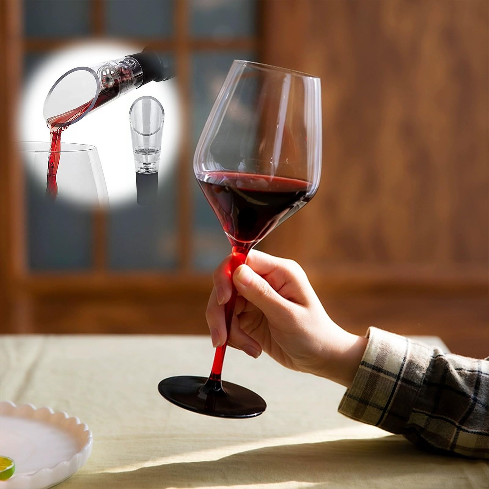 Carafe à Vin Aérateur Lumi Zenva - Lot De 2, Acier Inoxydable, Design Anti-goutte Pour Dégustation Et Décoration De Table