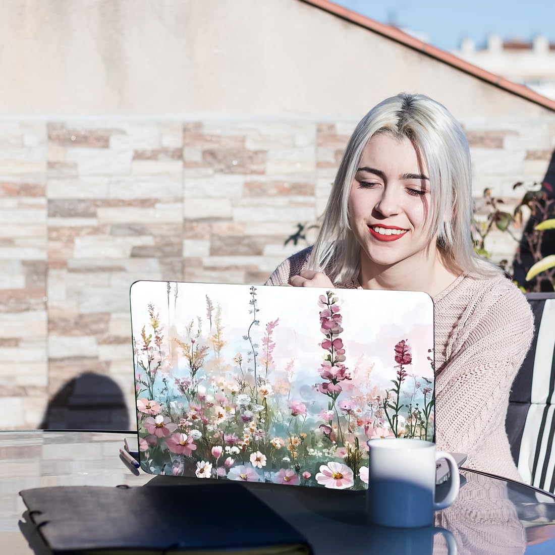 PLIGREAT Wildwill Floral Laptop Skin Adesivo per computer portatile da 12" 13" 13,3" 14" 15 pollici ad acquerello universale rimovibile in vinile Notebook Art Protector Netbook PC Cover adesiva