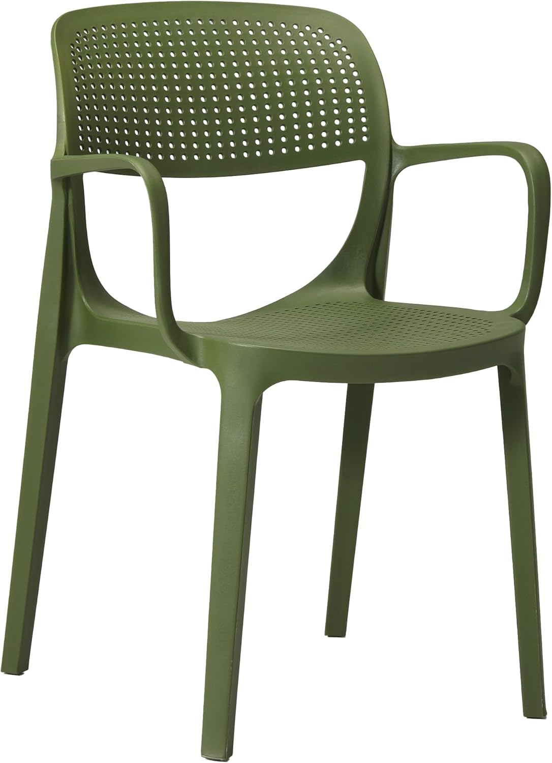 WestinTrends Playa Outdoor Stackable Plastic Resin Patio Dining Armchair (Set of 2), Olive Green
