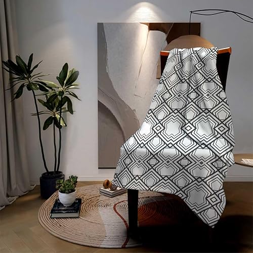 Miniatura 3 de Mantas pequeñas y mantas geométricas de color claro, línea de celosía, manta moderna para cama, sofá, silla, 60 x 70 pulgadas