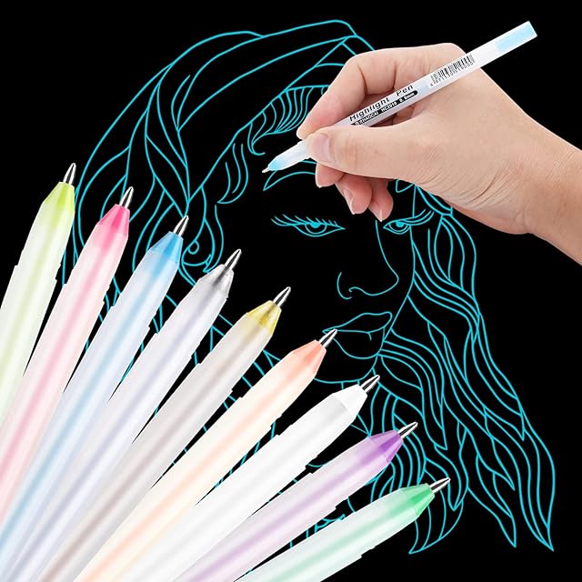 cobee 9 Colors Gel Pen Set, 9PCS 0.8mm Fine Point Pens Rollerball Pens Line Drawing Pen Gel Ink Pens for Artists Archival Ink Fine Tip Sketching Pen for Black Paper Drawing Illustration Card Making