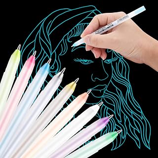 Cobee 9 Colors Gel Pen Set, 0.8mm Fine Point Rollerball Pens Line Drawing Gel Ink Pens Archival Ink Fine Tip Sketching Pen for Black Paper Drawing Illustration Card Making