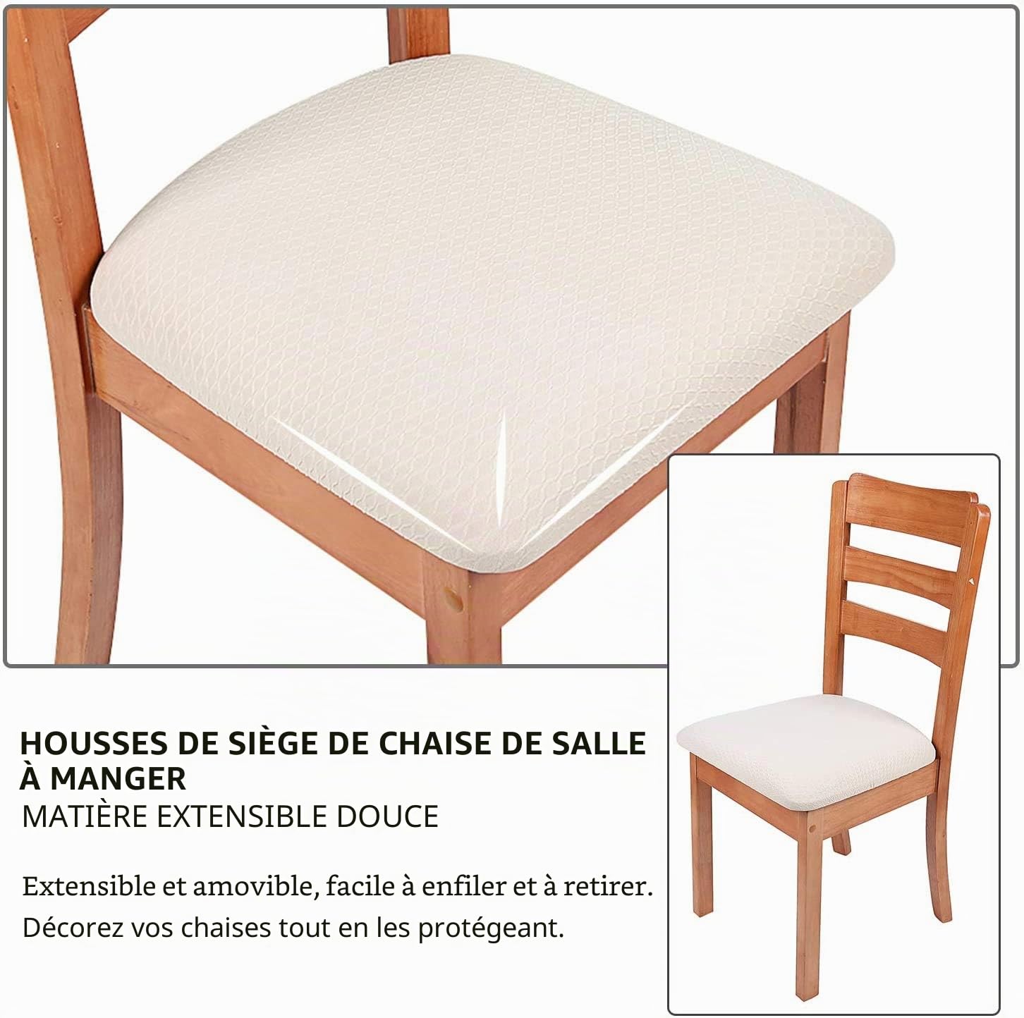 Homaxy Housse De Chaise, Housse de Chaise Universelle Lavables, Housse de Salle à Manger Universel, très Facile à Nettoyer et Durable, Facile à Installer (Beige, 6 pièces)