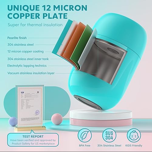 Miniatura 2 de DaCool - Recipiente de acero inoxidable con aislamiento al vacío para alimentos fríos y calientes, lonchera tipo bento, de 16 y 24 onzas, con