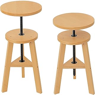 BIJIAMEI Adjustable Height Wooden Drafting Stool, Beech Wooden Stool, Drafting Chair Painting Stool Adjustable Height Chair for Artist Drafting & Painting, Height Up to 25.6'', Natural