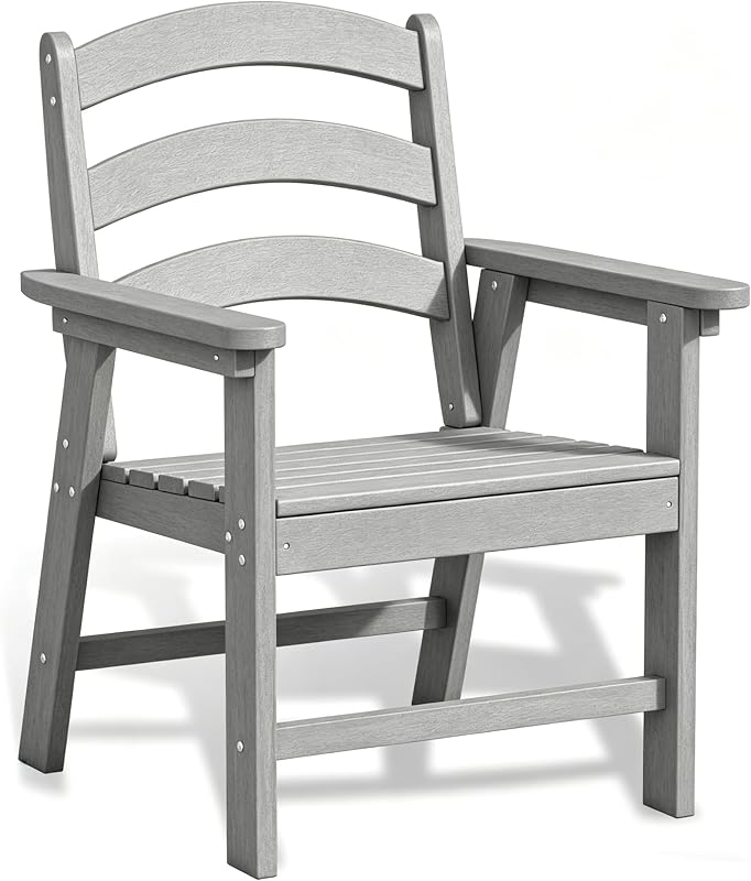 Adiromoti Patio Dining Chair Set, HDPE Outdoor Chairs with 385 lbs Weight Capacity, All Weather Fire Pit Chair for Porch, Pool, Deck, Backyard, Garden - Grey