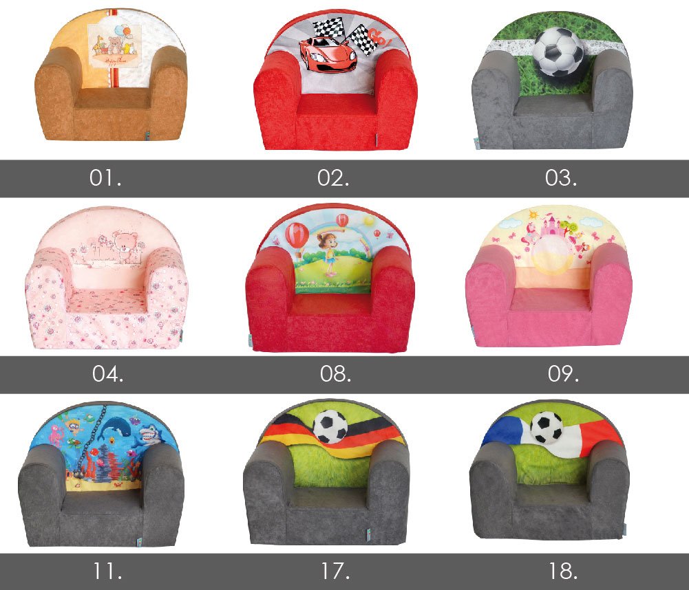 FORTISLINE Kindersessel MINI 40 x 39 x 33 cm - Kinderzimmer Sessel aus Mikrofaser mit Schaumstofffüllung, abnehmbarem waschbarem Bezug, Oeko-TEX, handgefertigt in der EU