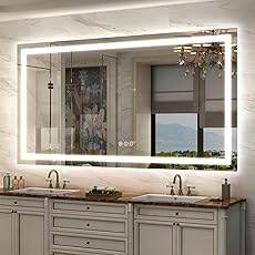 ISKM LED Mirror for Bathroom Lighted Vanity Mirror for Wall Front Lights + Backlit LED Bathroom Mirror Anti-Fog Tempered Glass ETL Listed (Front and Backlit, 66'' x 36'')