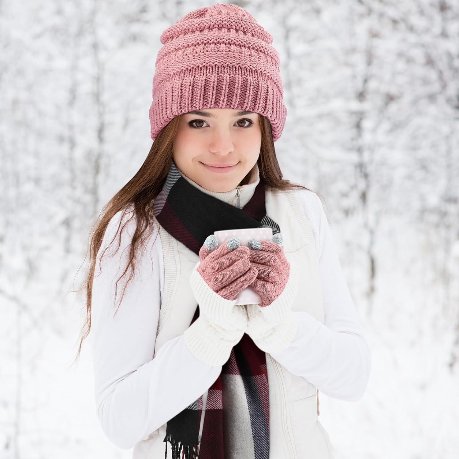 12 Pcs Winter Warmer Set Including Knit Beanie Hat Long Scarf Touch Screen Gloves for Men Women - Image 5