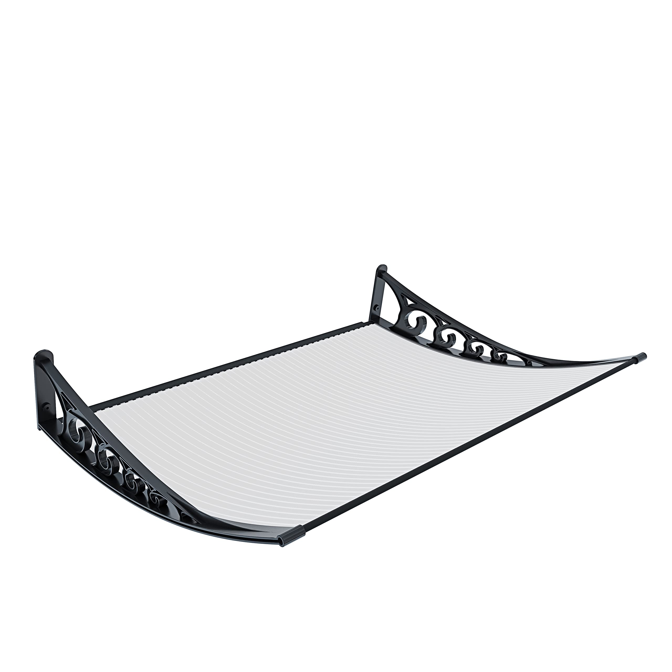 BRICOZONE Pensilina In Policarbonato Alveolare Trasparente Braccetti In ABS Profili In Alluminio Copertura 5 Mm Modulare Estensibile Protezione Ingresso Porta Resistente A Pioggia Neve (80 x 150 cm)