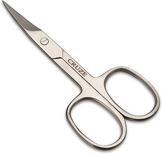 CRUZE Nail Scissors - Cuticle Extra Fine Curved Scissors for Manicure, Eyelashes, Eyebrow, Toenail for Women and Men - Small Beauty Scissors for Grooming