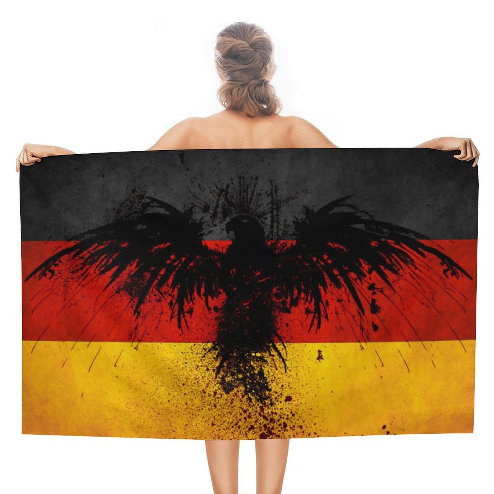 LWORZIIB Beach Towel, Germany Flag Eagle Bath Towel, Absorbent Towel for Swimming, Sports, Travel