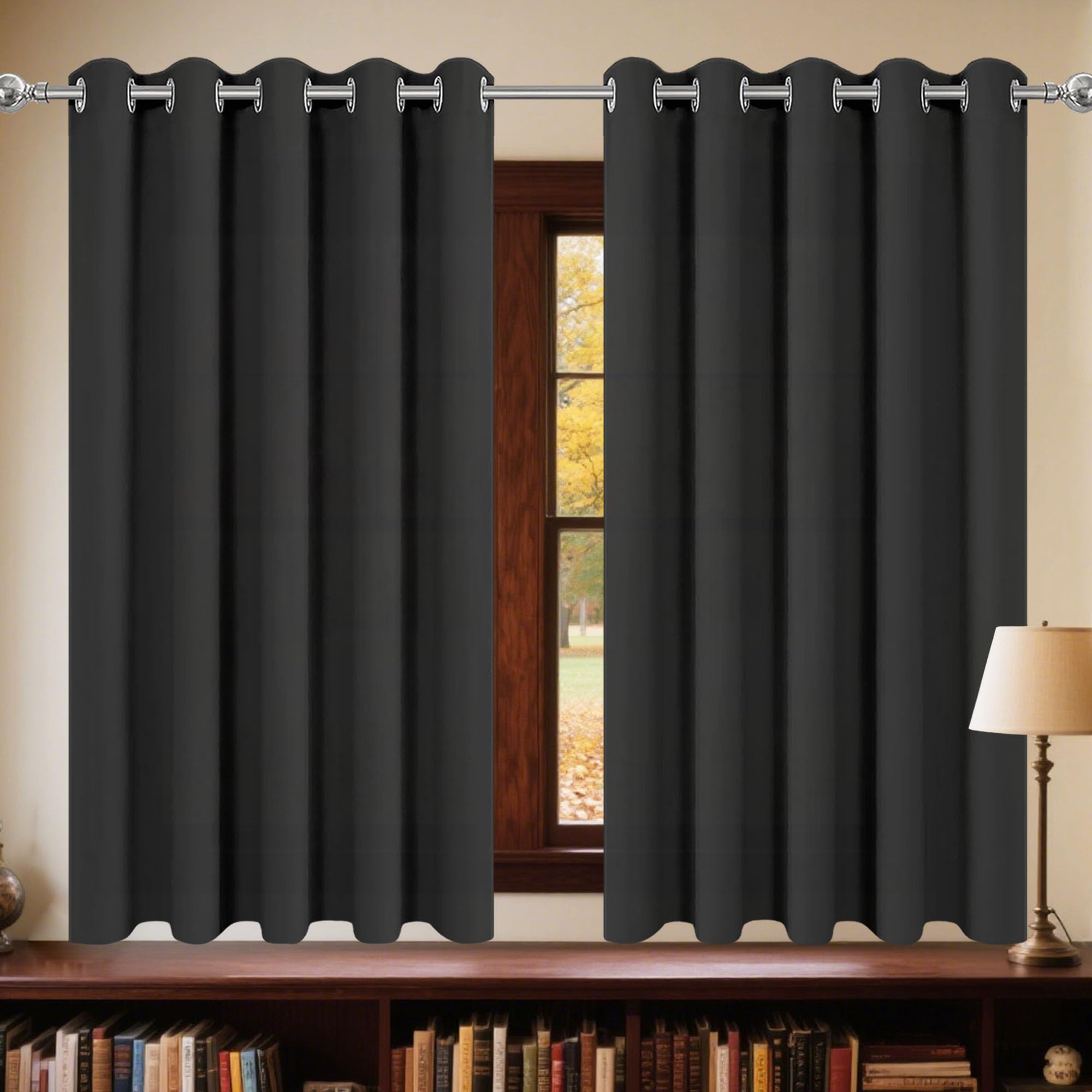 Rideau occultant et isolant thermique anti froid noir pour chambre